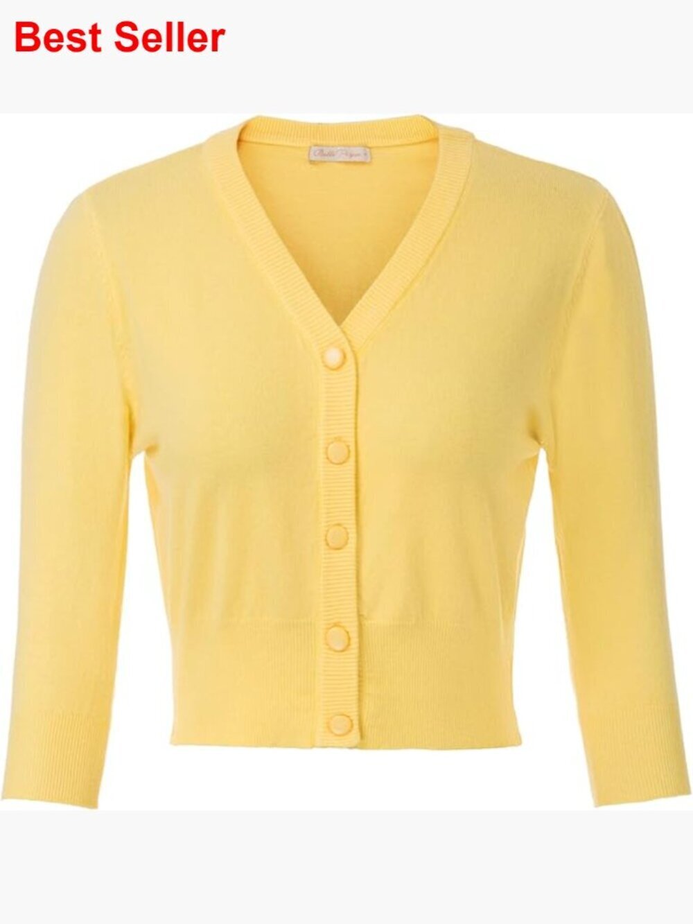 Soft Cropped Cardigan Shrug with 3/4 Sleeves Button Down